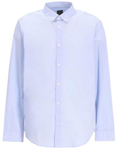 Armani Exchange Long-sleeve Cotton Shirt - Blue