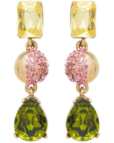 Oscar de la Renta Half Pavé-crystal Drop Earrings - Green