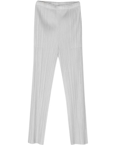Pleats Please Issey Miyake Pleated Cropped Trousers - White