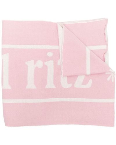 Manuel Ritz Logo-intarsia Knitted Scarf - Pink