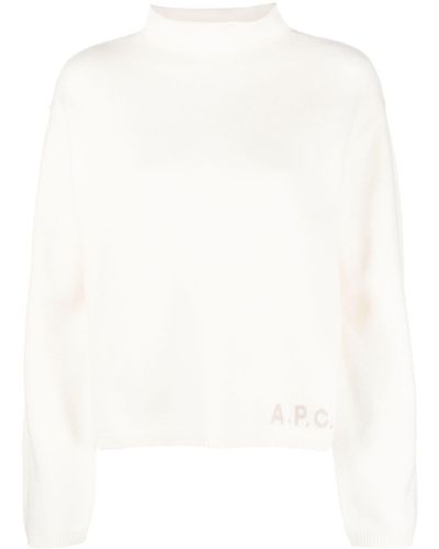 A.P.C. Pull en laine à logo imprimé - Blanc