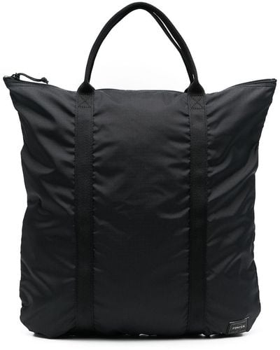 Porter-Yoshida and Co Logo-patch Zipped Backpack - Black