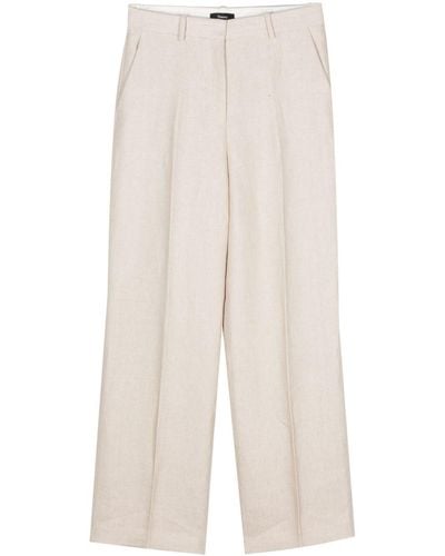 Theory Linen Straight-leg Trousers - White