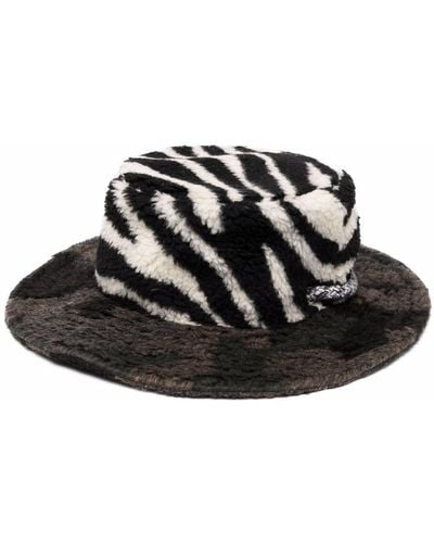 Khrisjoy Zebra Print Faux Fur Hat - Black