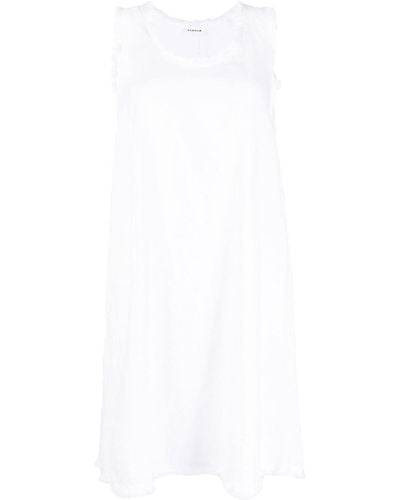 P.A.R.O.S.H. Frayed-trim Linen Dress - White