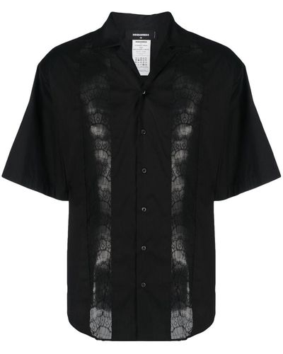DSquared² Camisa con paneles de encaje transparente - Negro