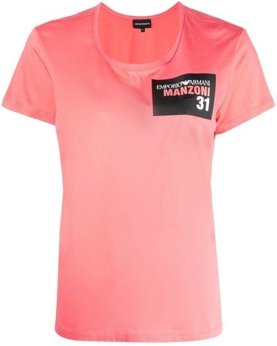 Emporio Armani T-shirt Met Logopatch - Roze