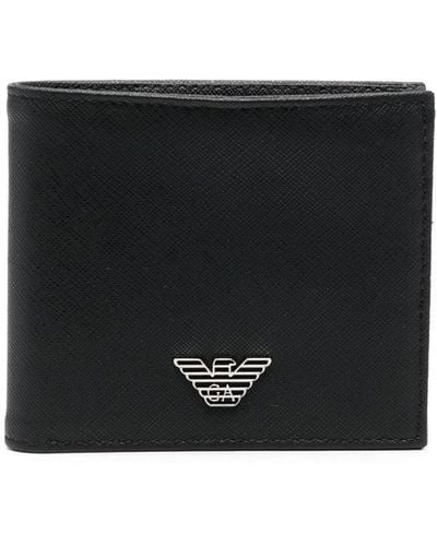 Emporio Armani Portefeuille pliant à plaque logo - Noir