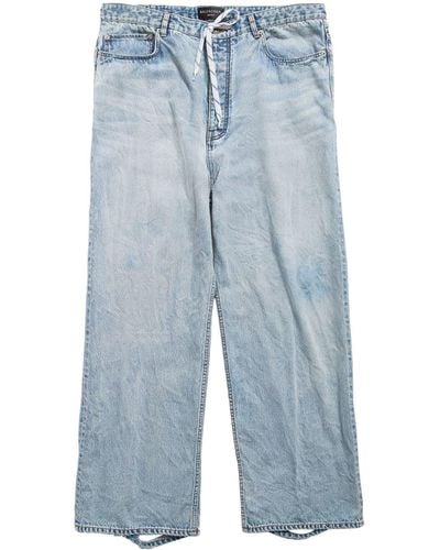 Balenciaga Drawstring Wide-leg Jeans - Blue