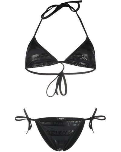 Balmain Logo Triangle Bikini - Black