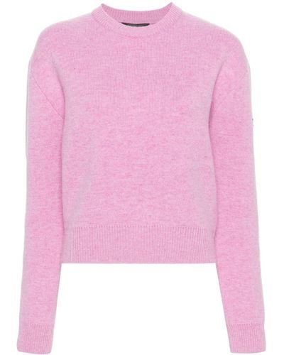 Balenciaga Melierter Pullover mit Logo-Patch - Pink