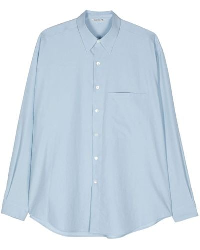 AURALEE Finx Cotton Buttoned Shirt - Blue