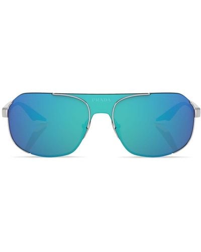 Prada Linea Rossa Round-frame Sunglasses - Blue