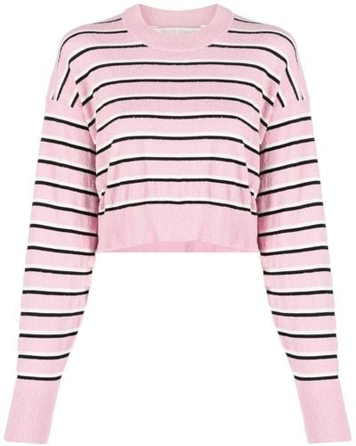 Palm Angels Striped Cropped Jumper - Red