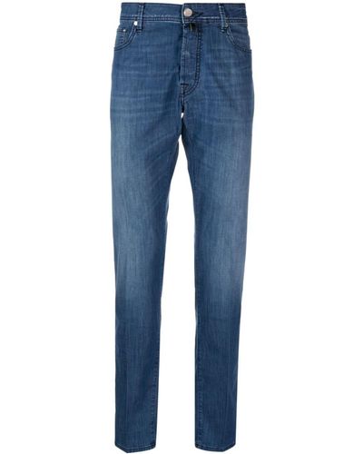 Jacob Cohen Motif-embroidered Straight-leg Jeans - Blue