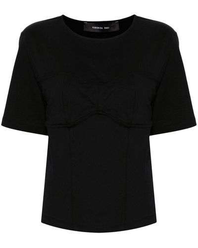 FEDERICA TOSI T-shirt Met 3d-detail - Zwart