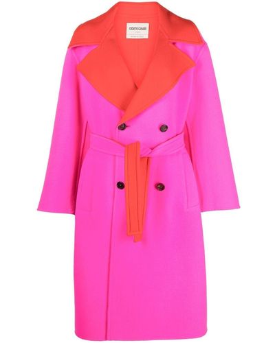 Roberto Cavalli Colour-block Double-breasted Coat - Pink
