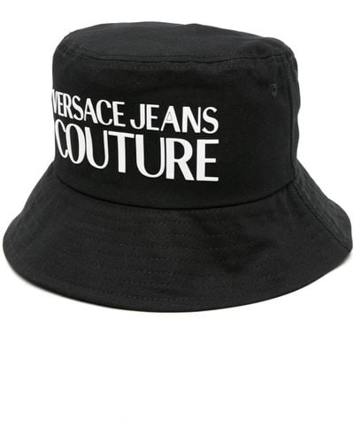 Versace Logo-patch Cotton Bucket Hat - Black