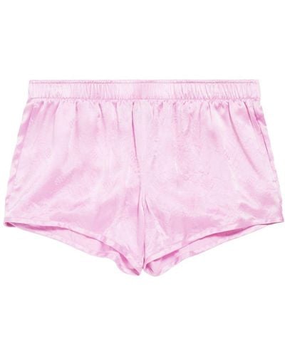 Balenciaga Monogram-jacquard Silk Mini Shorts - Pink