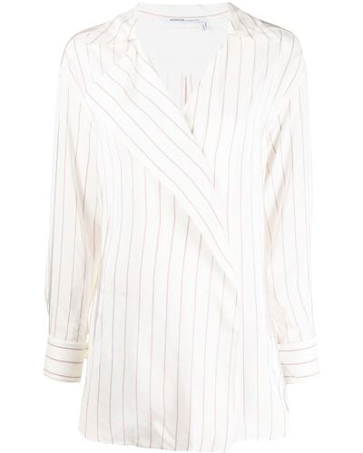 Agnona Pinstripe-print Long-sleeve Shirt - White