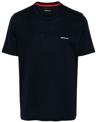 Kiton Logo-embroidered cotton T-shirt - Schwarz