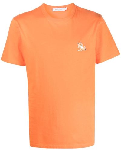Maison Kitsuné T-shirt Met Vospatch - Oranje