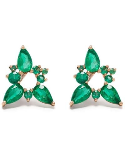 Fernando Jorge 18kt Rose Gold Electric Spark Emerald Stud Earrings - Green