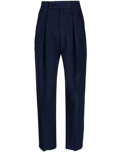 Barena Pantalon en coton à coupe ample - Bleu