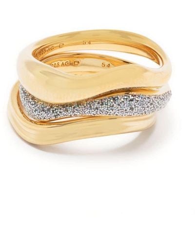 Maria Black Aura Opal Gold-plated Ring Stack - Metallic