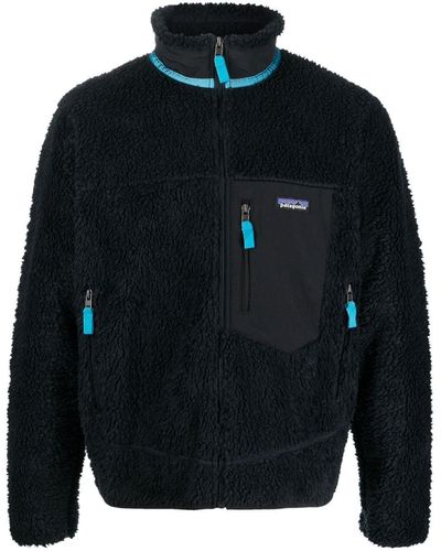 Patagonia Logo-patch Zip-up Fleece Jacket - Blue
