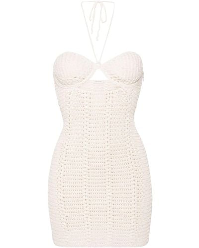 The Mannei Bergen Crochet-knit Minidress - White