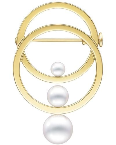 Tasaki Spilla Collection Line Cosmic in oro 18kt con perla Akoya - Metallizzato