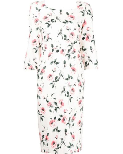 Jane Orchid Floral-print Midi Dress - White