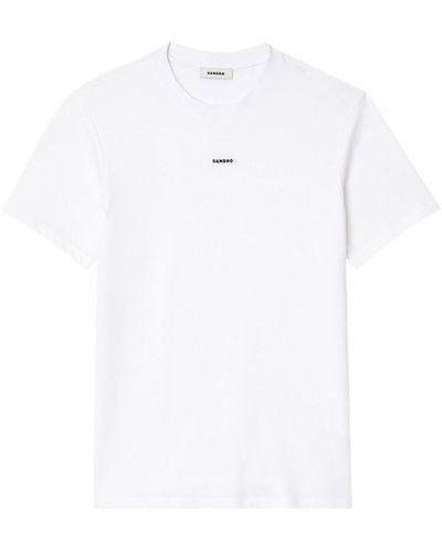 Sandro T-Shirt mit Logo-Stickerei - Weiß