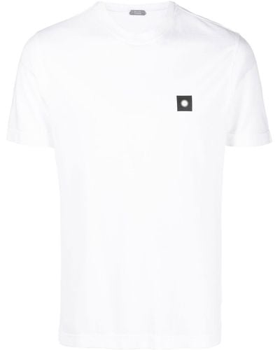 Zanone Logo Patch Cotton T-shirt - White