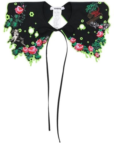 Vivetta Cuello con bordado floral - Negro