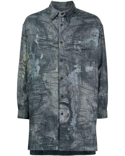 Yohji Yamamoto O-asakura Long-sleeve Shirt - Gray