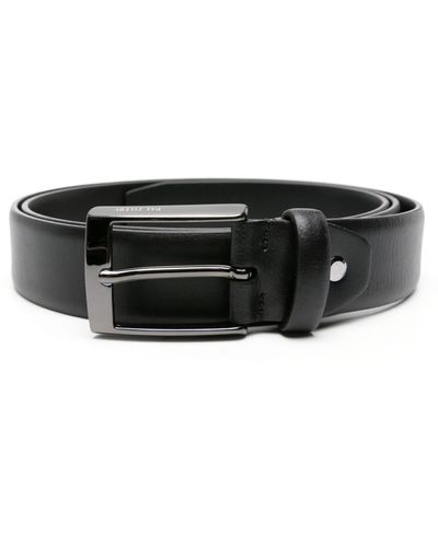 Pal Zileri Engraved-buckle Leather Belt - Black