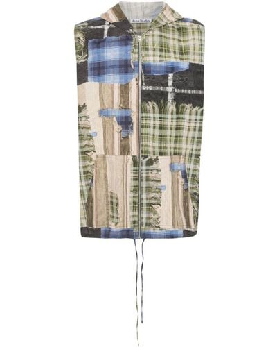 Acne Studios Graphic-print Hooded Gilet - Blue