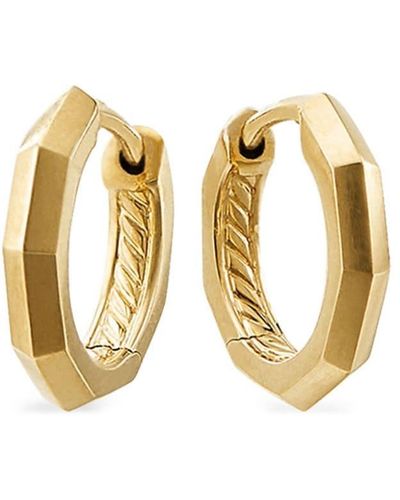 David Yurman 18kt Yellow Gold Stax Faceted Huggie Hoop Earrings - Metallic