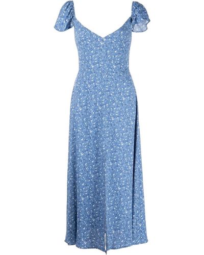 Reformation Baxley Floral-print Midi Dress - Blue