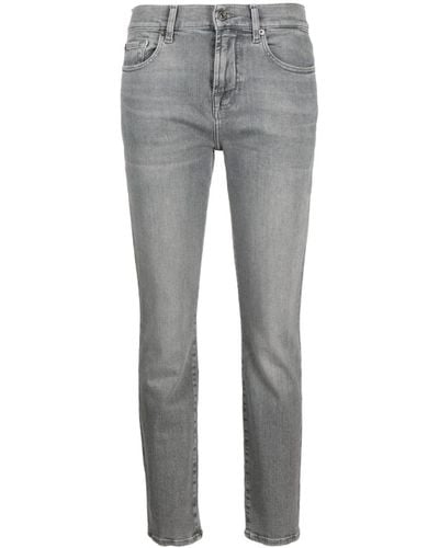 7 For All Mankind High-waisted Skinny Jeans - Grey
