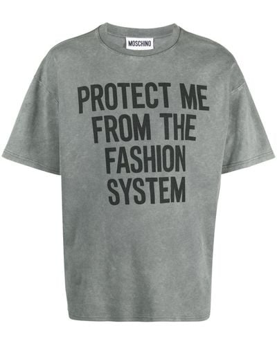 Moschino Slogan-print Cotton T-shirt - Gray