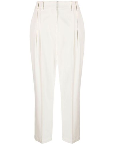 Brunello Cucinelli Pantalon de tailleur à coupe courte - Blanc