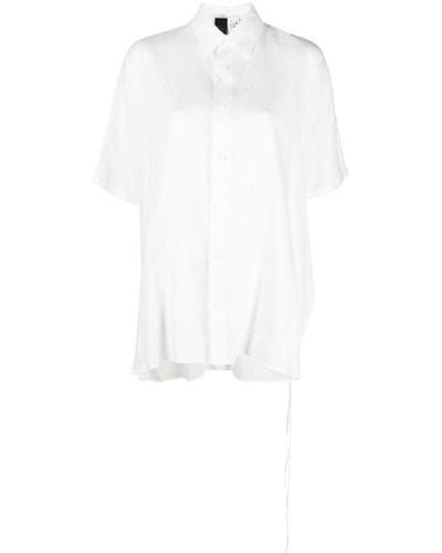 Yohji Yamamoto Camisa de manga corta con detalle de tira - Blanco