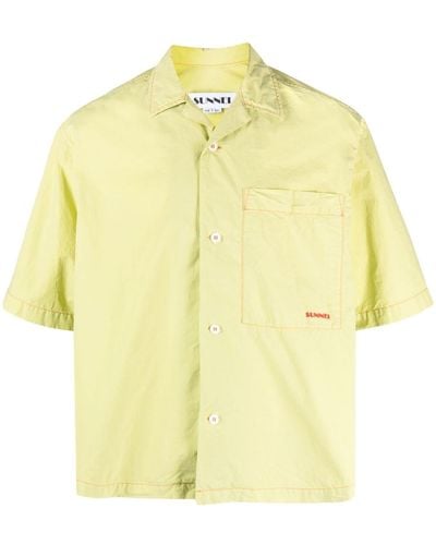 Sunnei Logo-print Crinkled Shirt - Yellow
