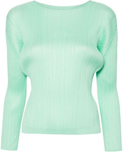 Pleats Please Issey Miyake T-shirt girocollo plissettata - Verde