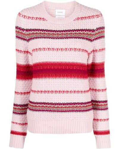 Barrie Striped Cashmere Sweater - Red