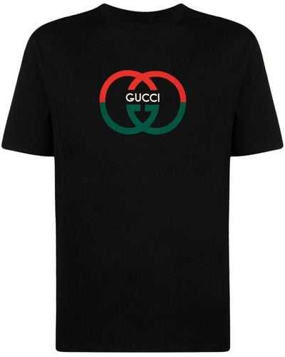 Gucci T-shirt En Jersey De Coton Imprimé - Noir