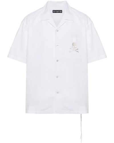 Mastermind Japan Skull-embroidered cotton shirt - Weiß